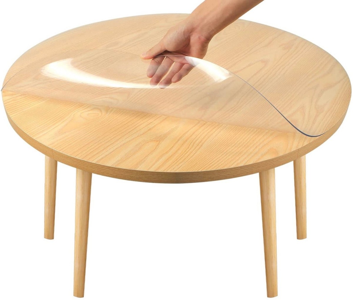 Transparant rond tafeltje van PVC gemakkelijk te reinigen, anti-slip en waterdicht (105cm