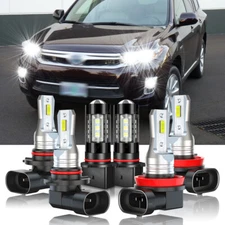 For Toyota Highlander 2011-2013 Combo LED Headlight Hi/Lo Beam + Fog Light bulbs