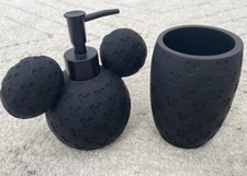 Disney Mickey Mouse Bathroom Set Icon Soap Pump Dispenser Toothbrush Holder