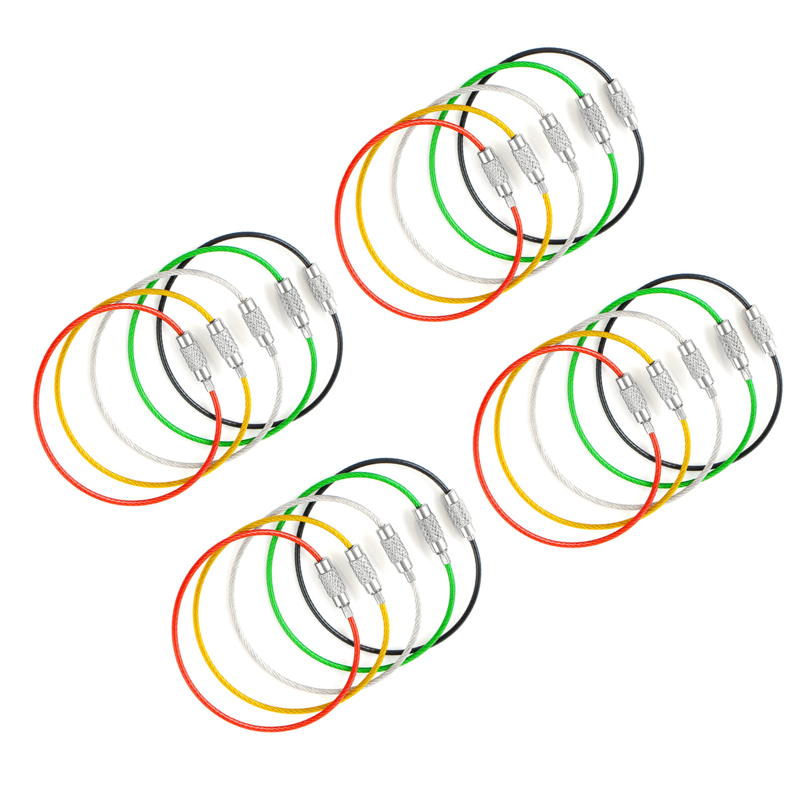 20* 1.5mm Screw Locking Wire Keychain Cable Rope Key Holder Keyring Chain Ring D