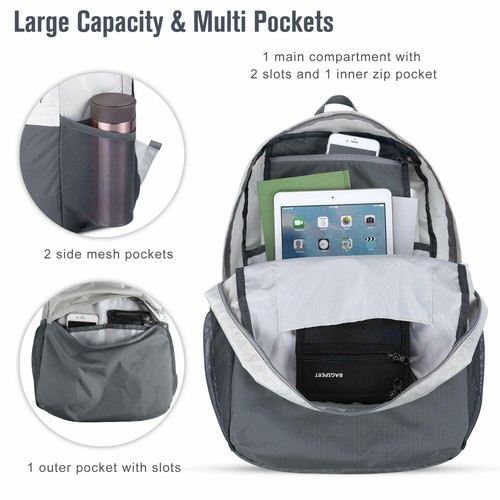 Lightweight Packable Backpack Handy Sport Travel Hiking Daypack Bag Waterproof - Picture 9 of 38