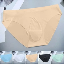 US Men Sexy Boxer Briefs Ice Silk Seamless Smooth  Pouch Shorts Trunks Underwear