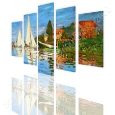 Regatta At Argenteuil by Claude Monet | Ready to Hang Canvas | 5 Panels Wall art