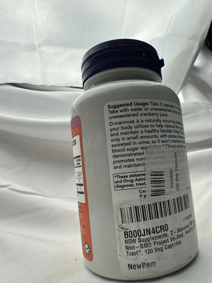 Now Foods D-MANNOSE 500 мг 120 капсул ЗДОРОВЬЕ МОЧЕВЫХ ПУТЕЙ И МОЧЕВОГО ПУЗЫРЯ срок годности 8/27 - Изображение 2 из 4