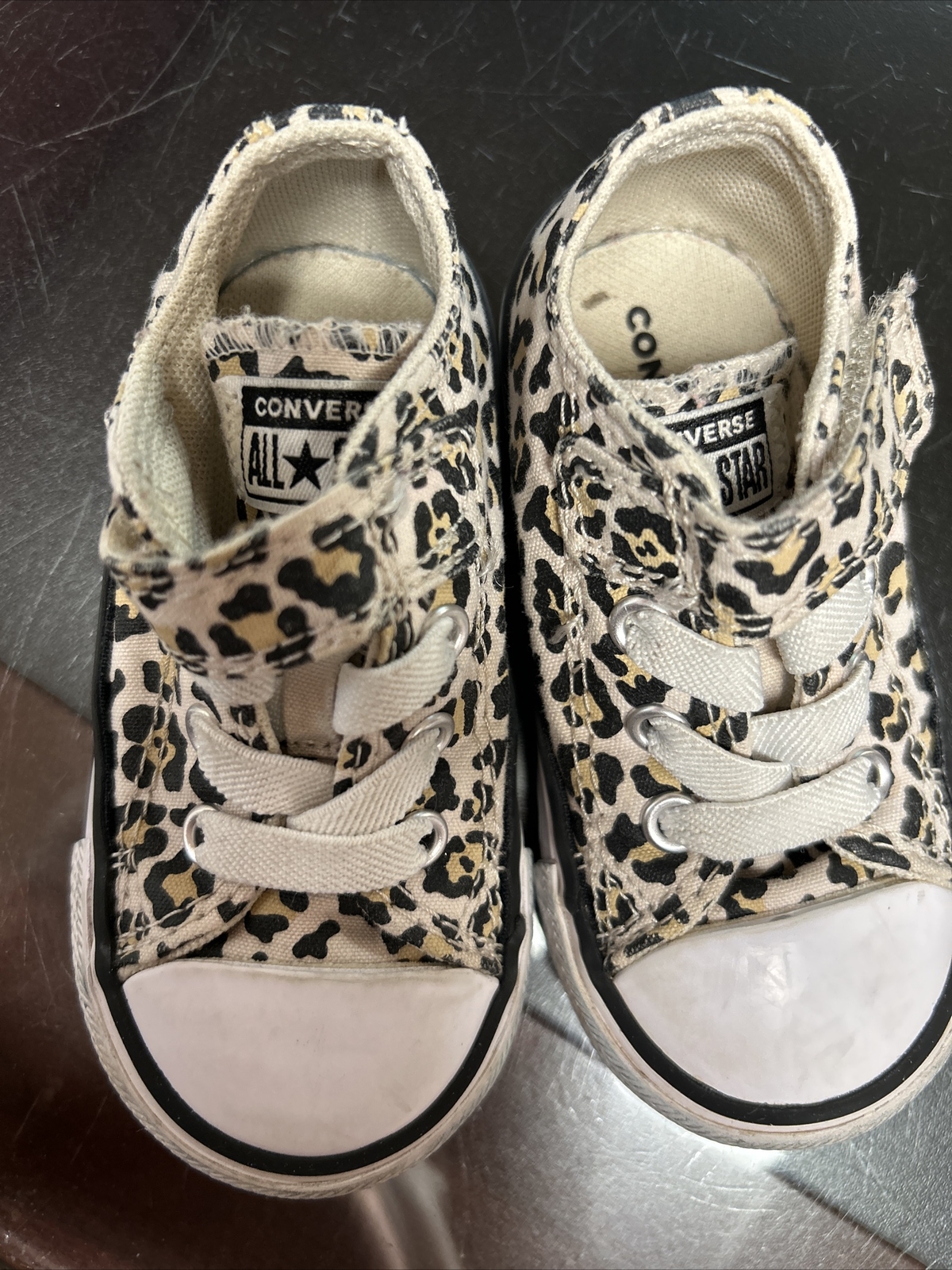 Girls Toddler Size 5 By Converse All Star Tennis Shoe VGUC cheetah print