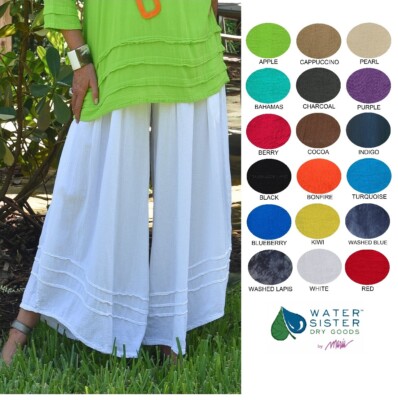 WATERSISTER Cotton Gauze HARLEY Wide Drop Waist Pant 1(M/L) 2(XL/1X)oh my COLORS