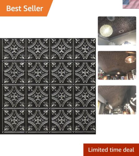 Elegant 2' x 2' PVC Ceiling Tile Pack - Antique Silver, 25 Tiles, 100 sq.ft.