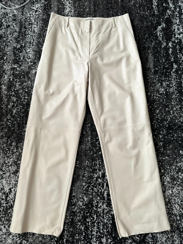 全新带标签 H&M 真皮阔腿裤彩色粉末米色 12 码