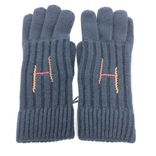 Hermes H Torsado 80 Cashmere 20 Silk Men's Knit Gloves Navy Unused with Box
