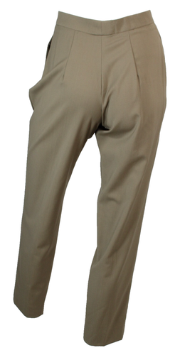 Pantalones de vestir CHLOE gris verde lana crepé plisados frente pierna cónica 40 - Imagen 4 de 6
