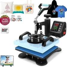 Heat Press Machine 12x 10 in Sublimation Printer Transfer DIY T-shirt 360° Swing