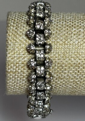 Vintage CINER Rhinestone encrusted Triple Layer Ball Clear Pave Tennis Bracelet