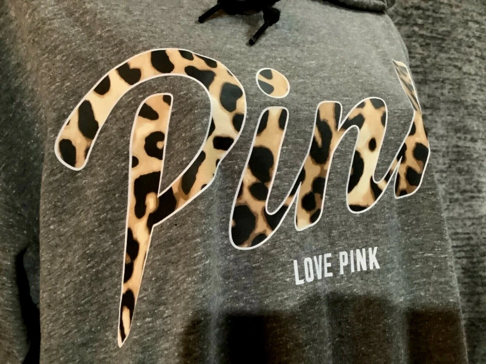 Victoria's Secret Rosa Leopardo Campus Sudadera con Capucha Camiseta Gris Jaspeado XS S M NUEVO EN PAQUETE Foto 4 de 4