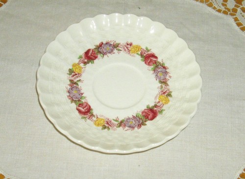 Vintage Copeland Spode ROSE BRIAR Flowers 4 7/8" Demitasse Saucer England ~