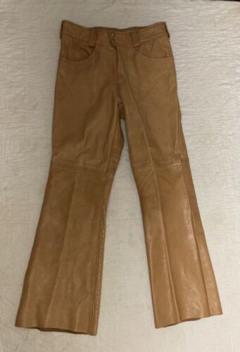 60’s Zig Zag Tan Leather Flared Pants