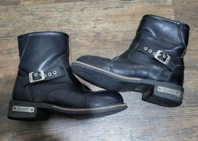 Xelement Black Leather Zipper Motorcycle Riding Boots Men display picture 1