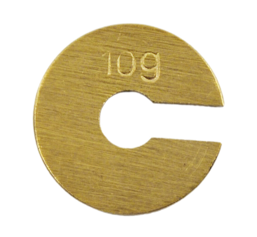 Eisco Slotted Weight Set, 100g - Brass - With Hook - Removable Weights - 10g Each Eisco Slotted Weight Set, 100g - Brass - With Hook - Removable Weights - 10g Each