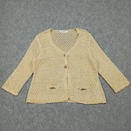 Elisa Cavaletti Damen Größe XL Strickjacke Pullover Gold Glitzer Pailletten XL - Bild 1 von 13