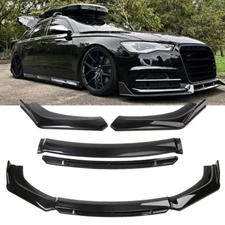 Front Bumper Lower Lip Spoiler+Splitter Body Glossy Black For Audi A6 RS6 S6