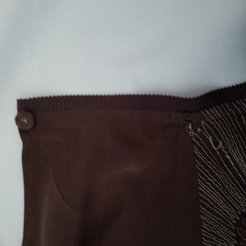TSE Silk Skirt Brown Fully Lined Size 8 Floral Embroidered Pockets - Picture 16 of 19