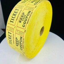 INDIANA TICKET CO. 2,000 YELLOW Raffle Tickets Double Roll, 50/50 Raffle Ticket