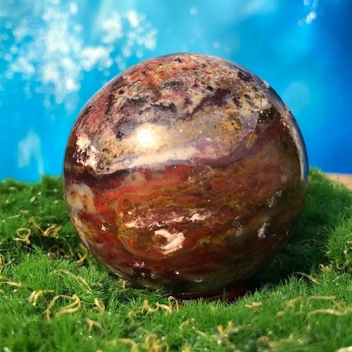 205G Rare Natural Ocean jasper Quartz Sphere Crystal Ball Specimen Healing - Picture 12 of 17