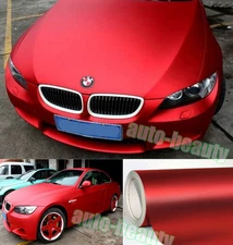 Entire Car Wrap Metallic Matte Chrome Red Satin Vinyl Sticker - 50FT x 5FT ACAC