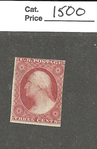US Scott # 10, three cents orange brown, 1851, unused,VF ,scv. $ 1500