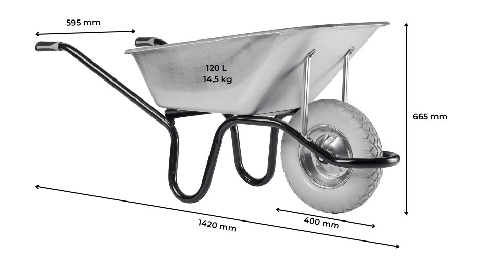 HAEMMERLIN Bauschubkarre Schubkarre Aktiv Excellium 120 PU-Rad 250kg