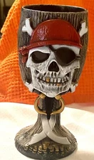 Skull Plastic Goblet Wine Glass Goth Halloween Horror Collectible Eye Patch 7”