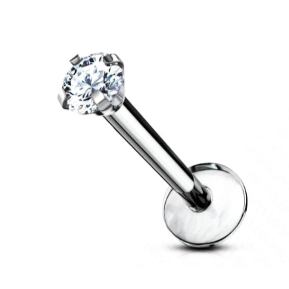 Piercing Labbra Brillantino Tondo Labret Acciaio Chirurgico Tragus Helix - Immagine 3 di 4