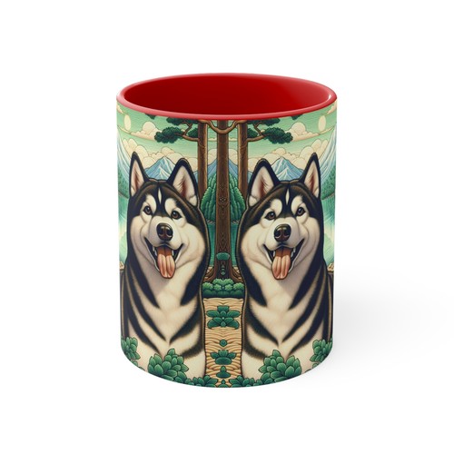 Happy Siberian Huskies, besonderes Geschenk, Geburtstagsgeschenk, Akzent Kaffeetasse, 11 oz - Bild 7 von 17