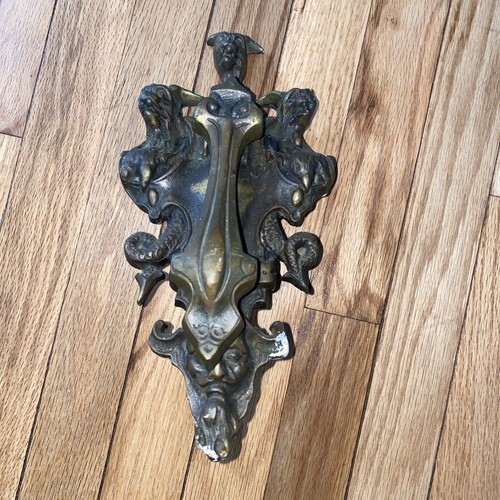 Large Vintage Heavy Dragon Serpent Bronze Door Knocker - Picture 8 of 11