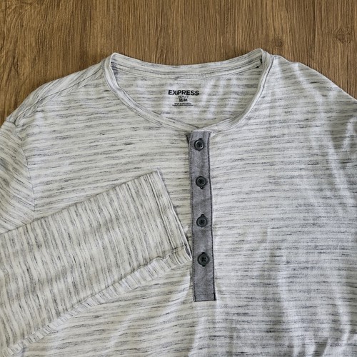 T-Shirt Manches Longues Modern Amusement – Gris à Rayures Blanches, Taille M Homme