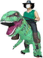 Green Inflatable T-Rex Ride On Costume Suit Dinosaur Adult Cosplay Xmas Party