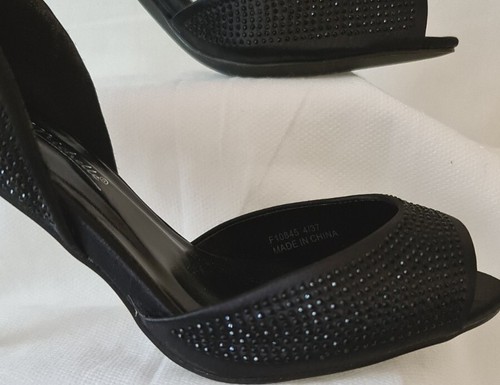 Anne Michelle Womens Court Shoes High Heel Diamante Peep Toe UK 4 NEW - Picture 4 of 11