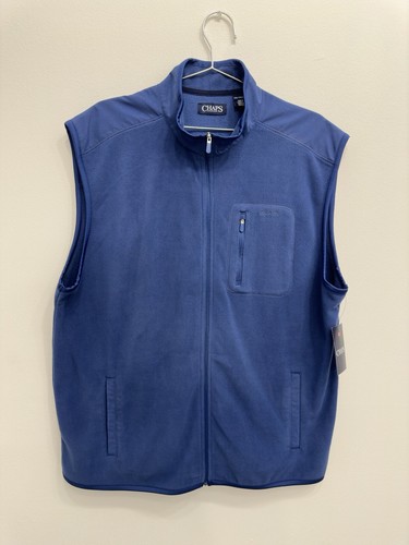 Chaps Micro Fleece Full Zip Sweater Vest Mens 2XL Bali Blue NEW - Picture 4 of 8