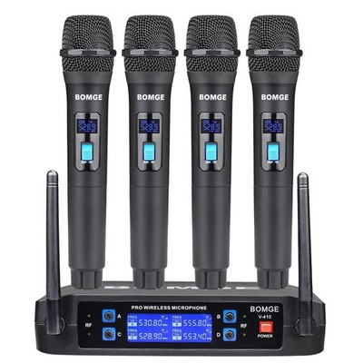 Wireless Microphone System, 4-Channel Cordless Mic Set with Four Handheld Mic...