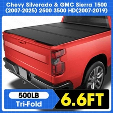 6.6FT Hard 3-Fold Truck Bed Tonneau Cover for 2007-2019 GMC Sierra 2500 3500 HD