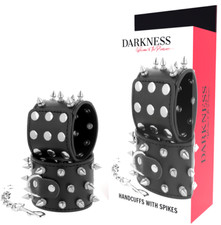 Manette sexy bondage nere pelle PU con borchie fetish role play BDSM Darkness