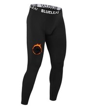 Men's Thermal Compression Pants Fleece Lined Athletic Tights Large Black