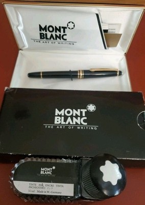 Vtg Montblanc Meisterstuck 4810 14k  Fountain Pen W/full Bottle Ink Case Booklet