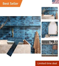 Luxury Peel and Stick Subway Tile Backsplash Sapphire Illusion in Brick 2.5" ...