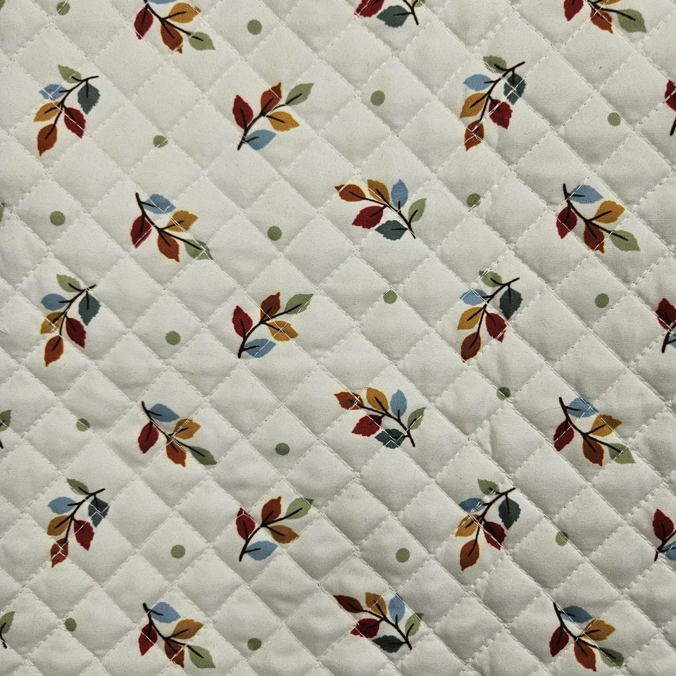 Martha Stewart Table Runner 14x72 Quilted Reversible Leaf Print Sage Green White - Image 3 of 4