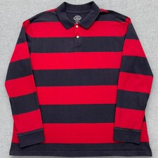St John  s Bay Rugby Shirt Men's 2XL Black Red Striped Long Sleeve Legacy Polo