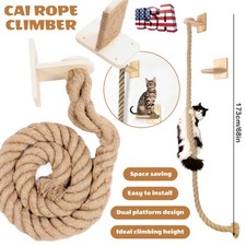 Wooden Wall-Mounted Cat Tree  Scratching Post-68'' Large Cat Climbing Tower