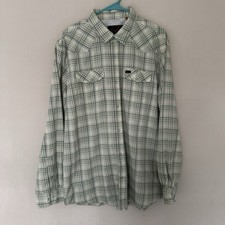 Howler Bros H Bar B Tech Longsleeve Shirt Mens L Green/Bone Vented Yoke Snaps