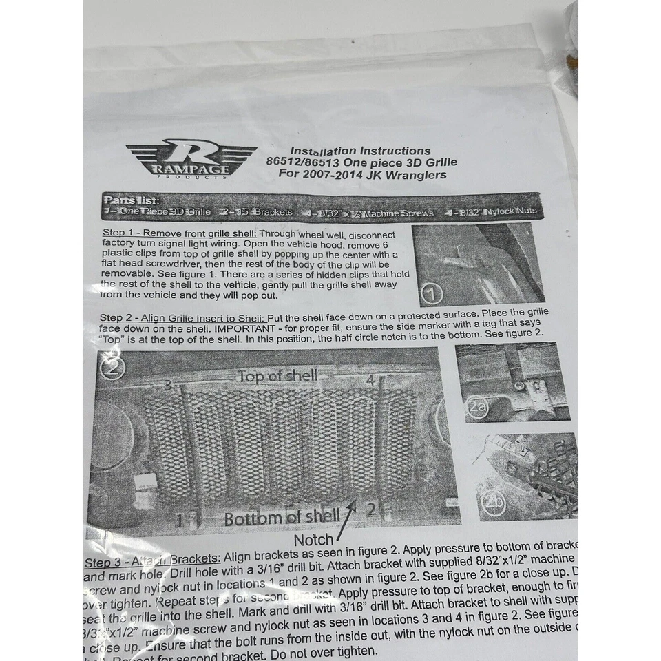 Jeep 3D grade de malha inserção preto brilhante 07-18 JK Wrangler 2 Dr & 4 Dr - Imagem 3 de 3