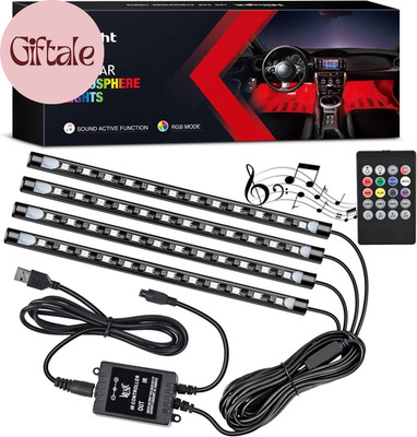 48 Leds DC 5V Multicolor Music Car Strip Light under Dash Lighting Kit with Soun