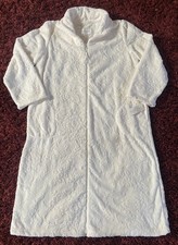 NWT Carole Hochman Velour Plush Ivory Floral Full Zip Robe/Bathrobe - Size M NEW